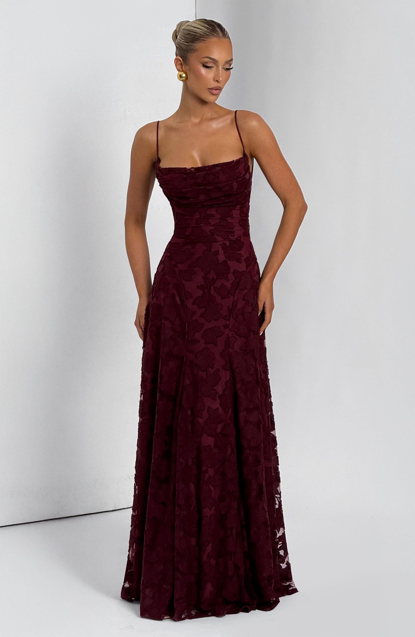 Damen Maxikleid Blumenmuster Baumwolle Lang