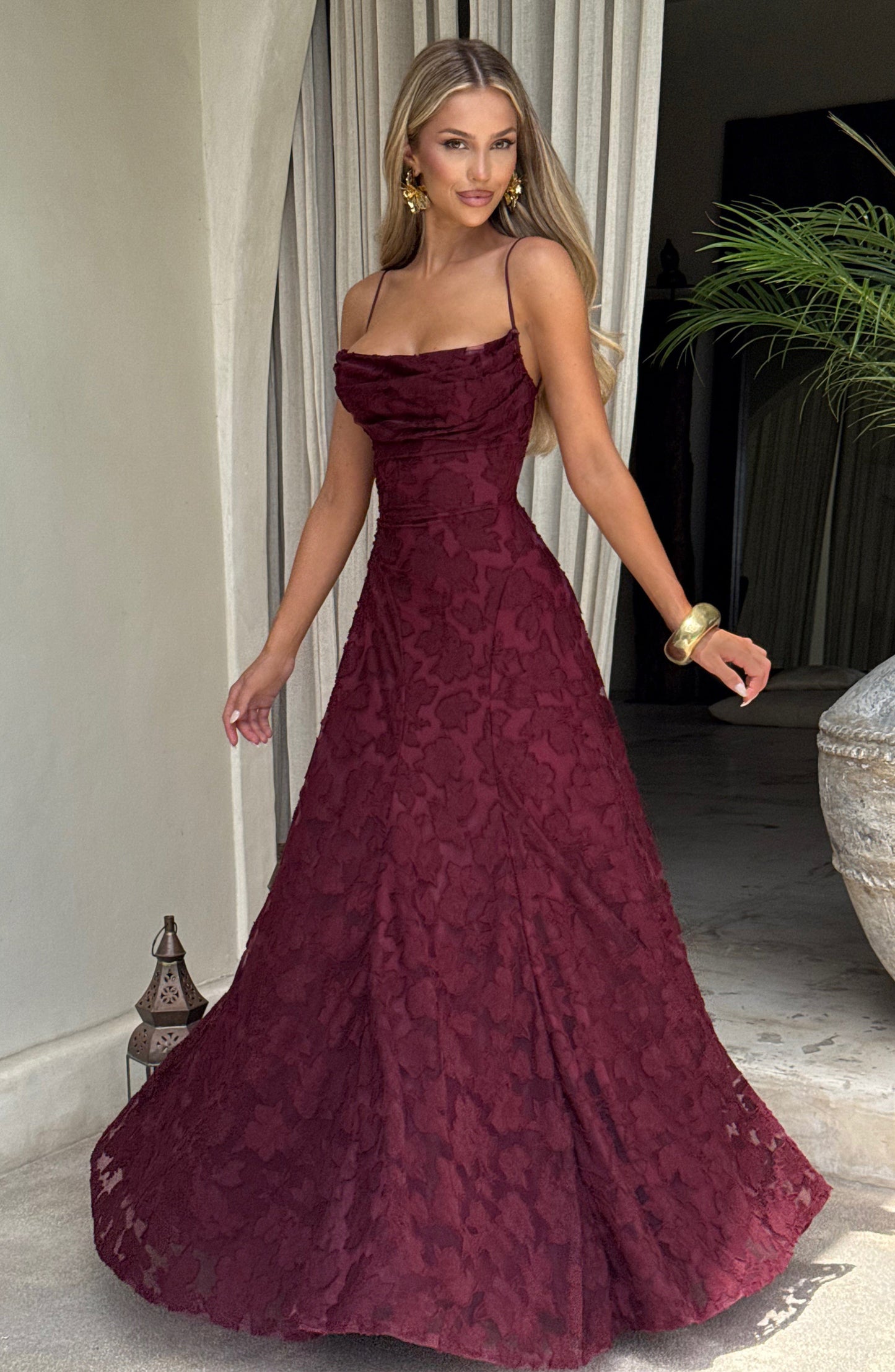 Damen Maxikleid Blumenmuster Baumwolle Lang