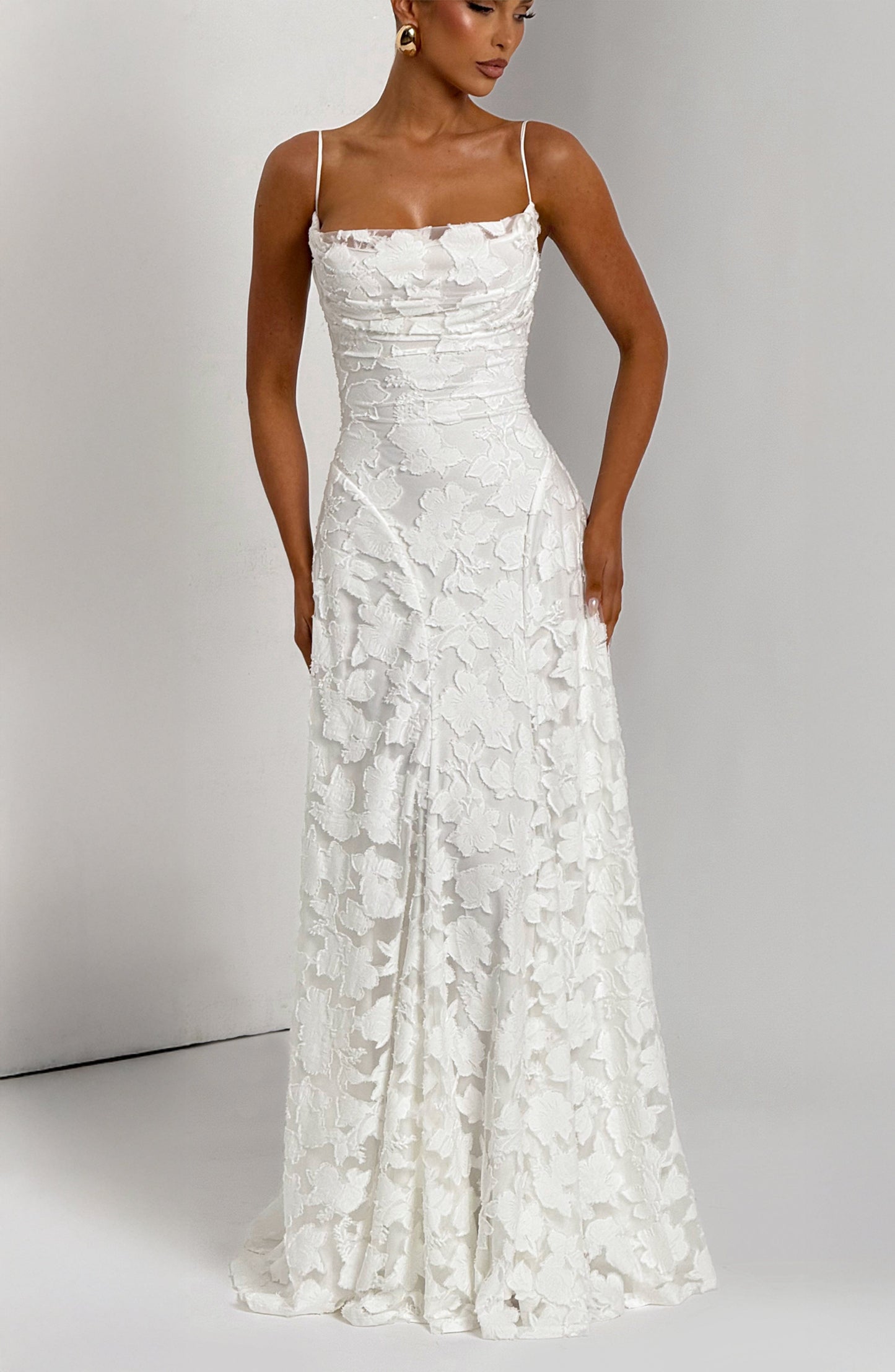 Damen Maxikleid Blumenmuster Baumwolle Lang