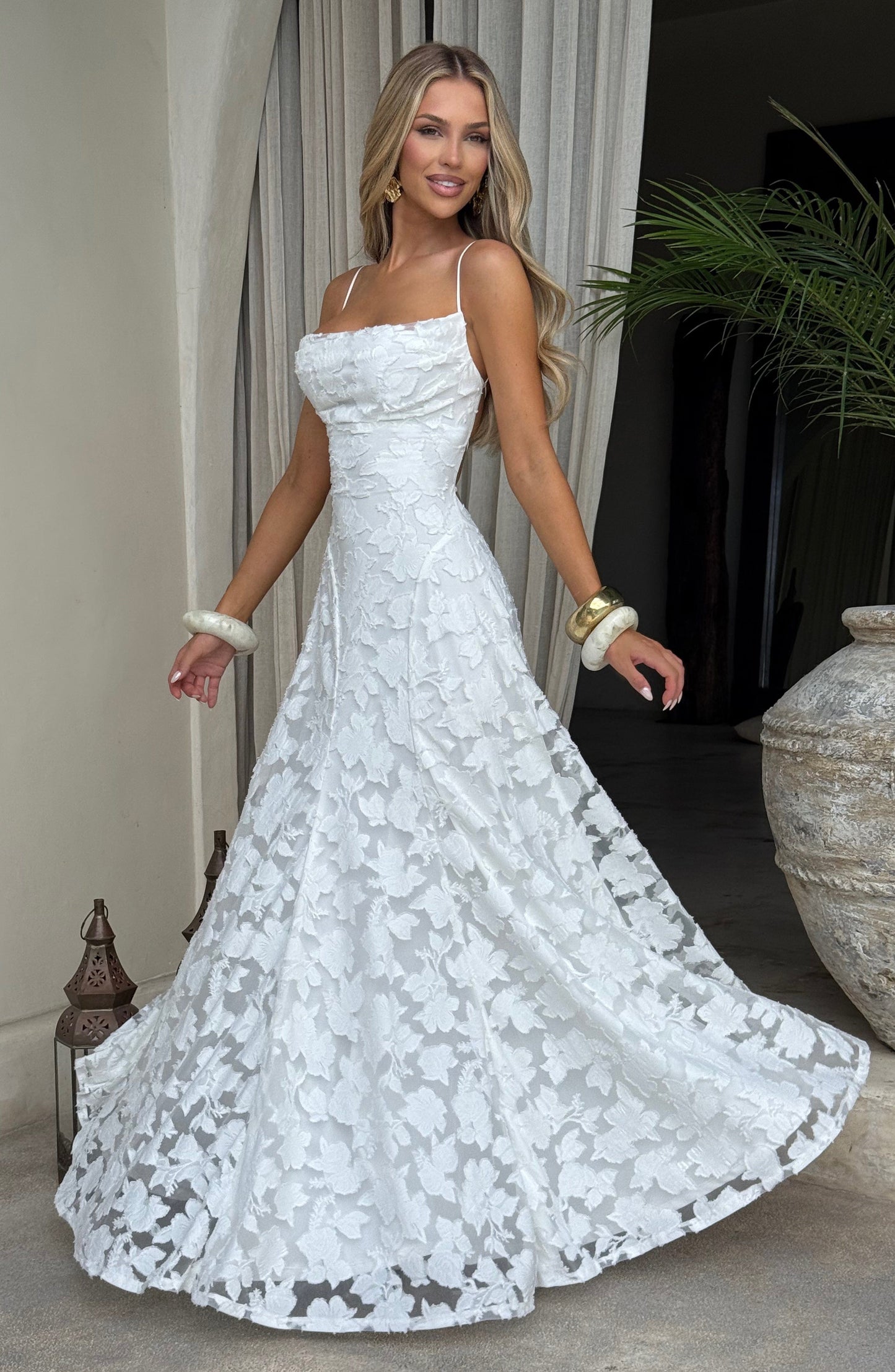 Damen Maxikleid Blumenmuster Baumwolle Lang