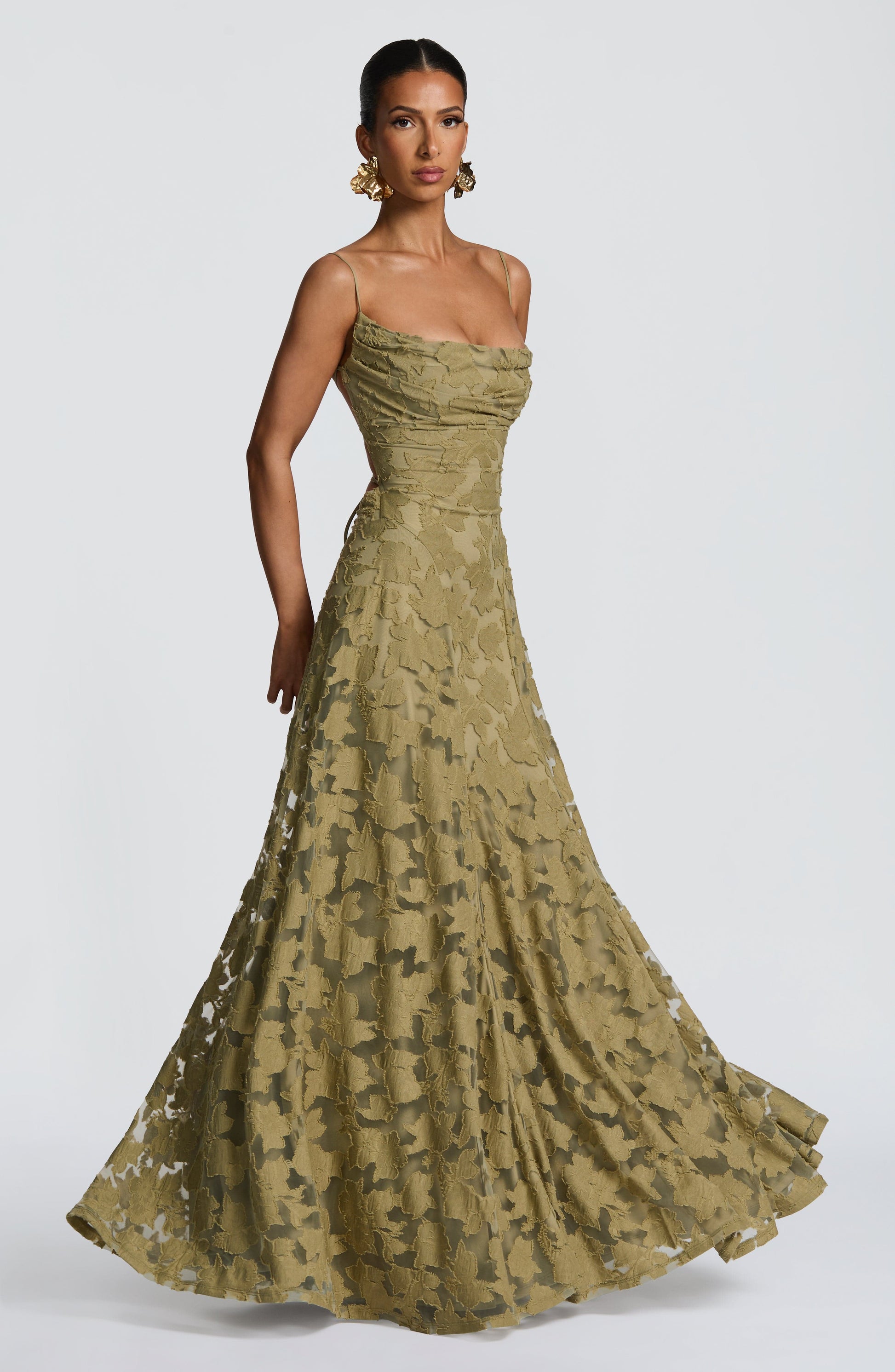 Damen Maxikleid Blumenmuster Baumwolle Lang - Norvielle