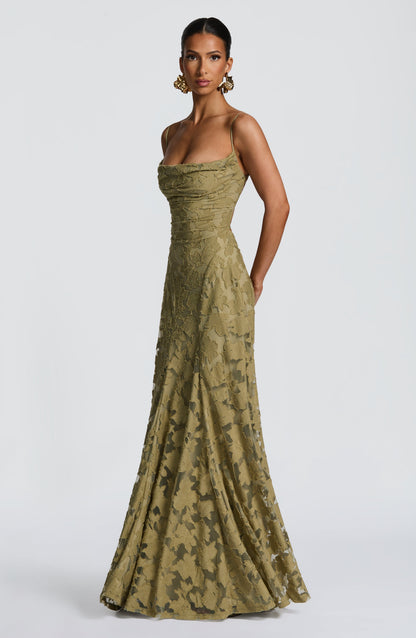 Damen Maxikleid Blumenmuster Baumwolle Lang