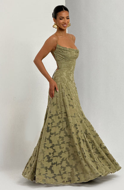 Damen Maxikleid Rückenausschnitt Blumenmuster
