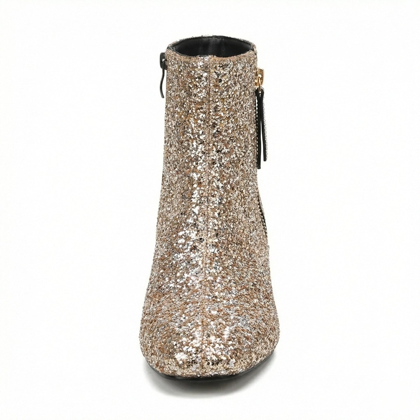 Norvielle Damen Glitzer-Ankle-Boots mit Blockabsatz