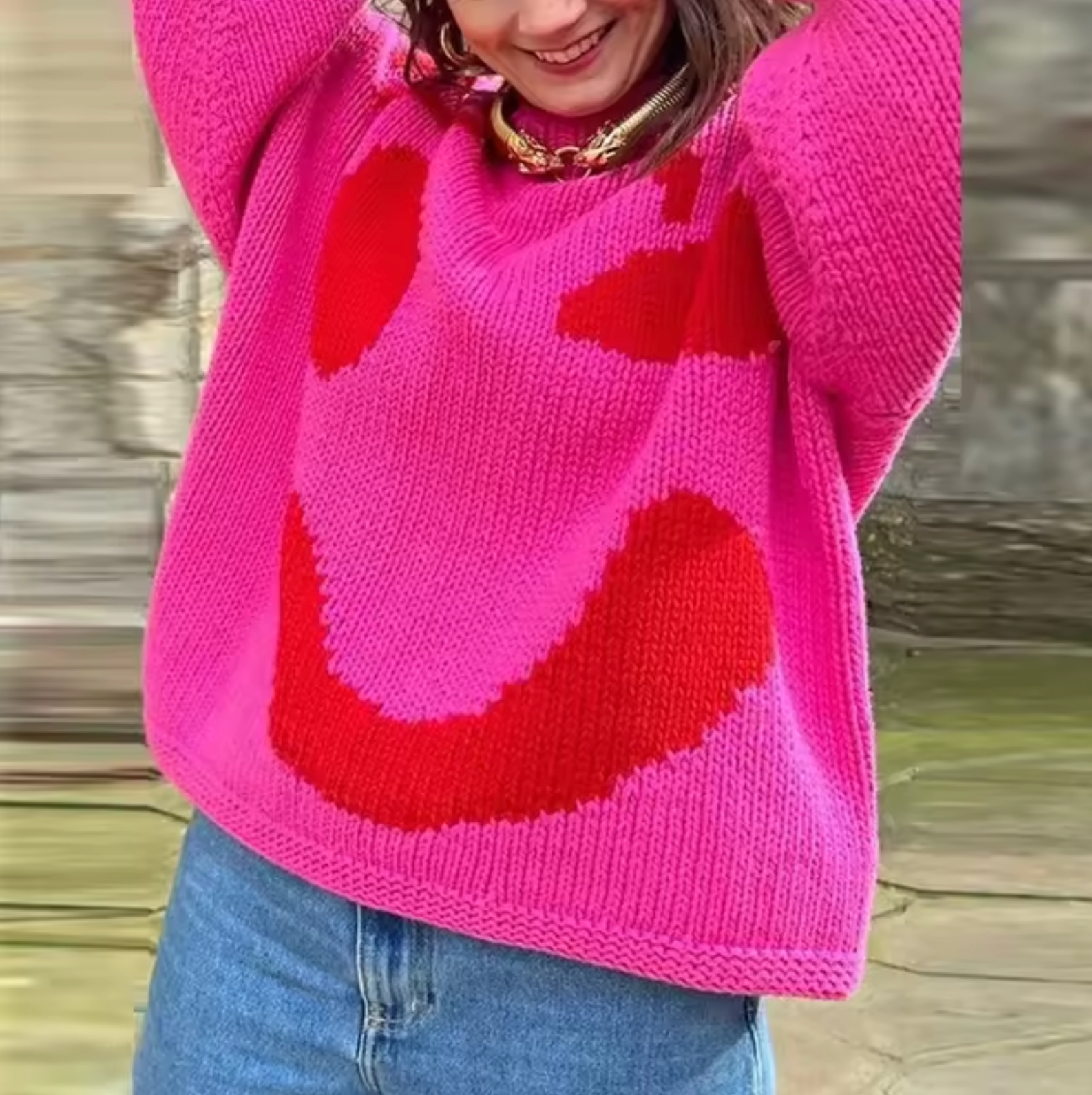 Norvielle Damen Übergroßer Strickpullover Baumwolle - Norvielle