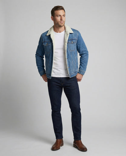 Herren Denimjacke Warm Winterblau