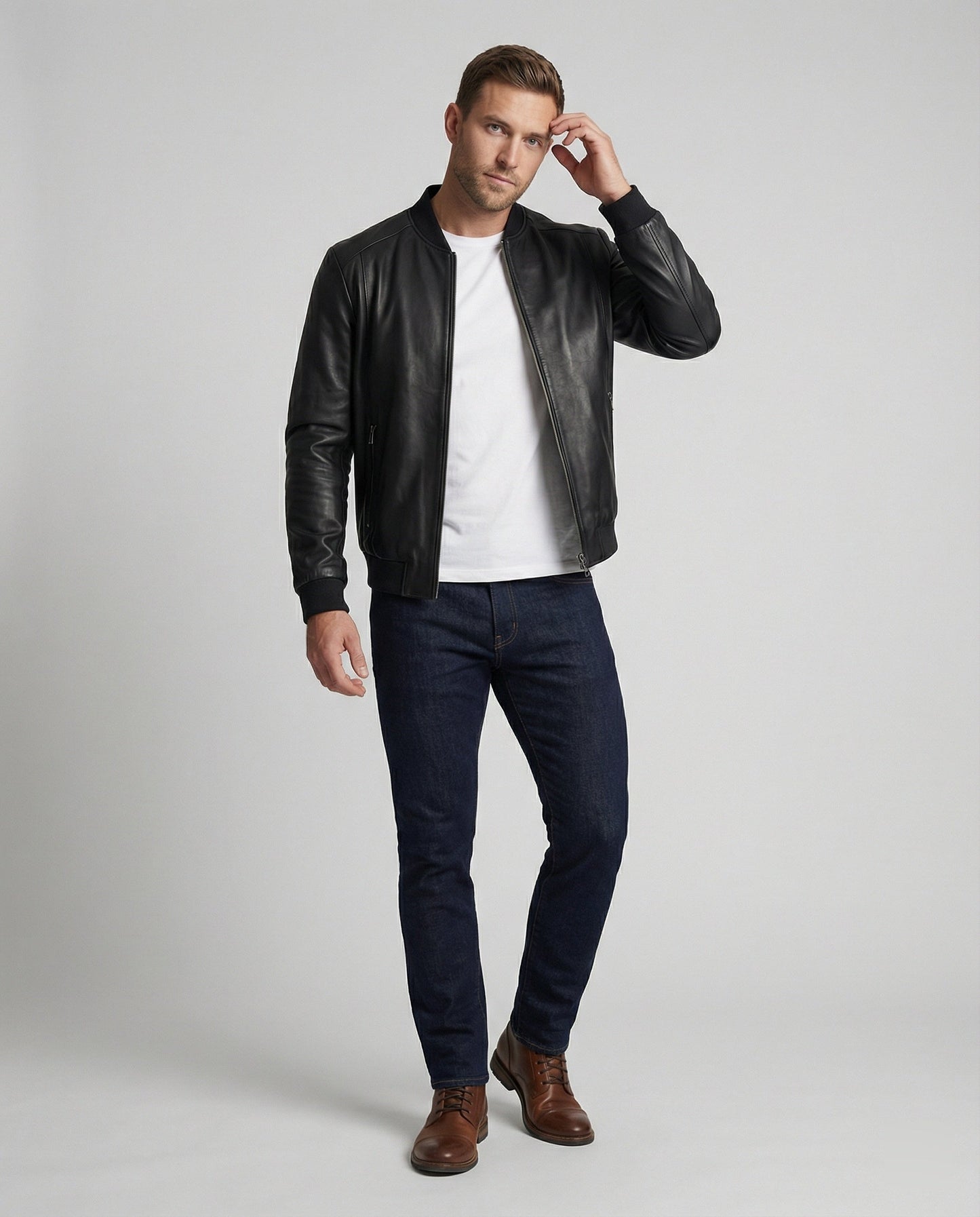 Herren Lederbomberjacke