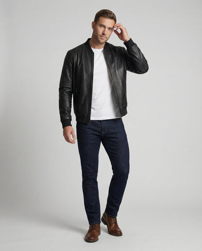 Herren Lederbomberjacke