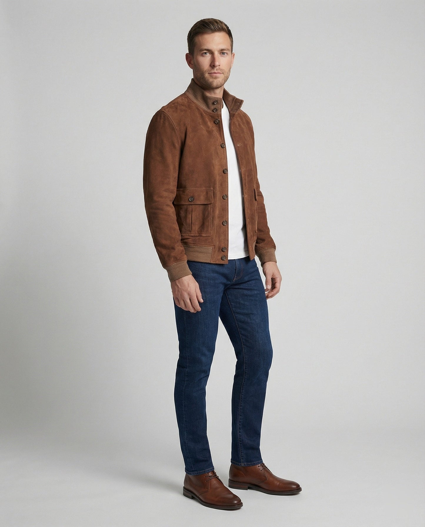 Herren Wildlederjacke Bomber Leder