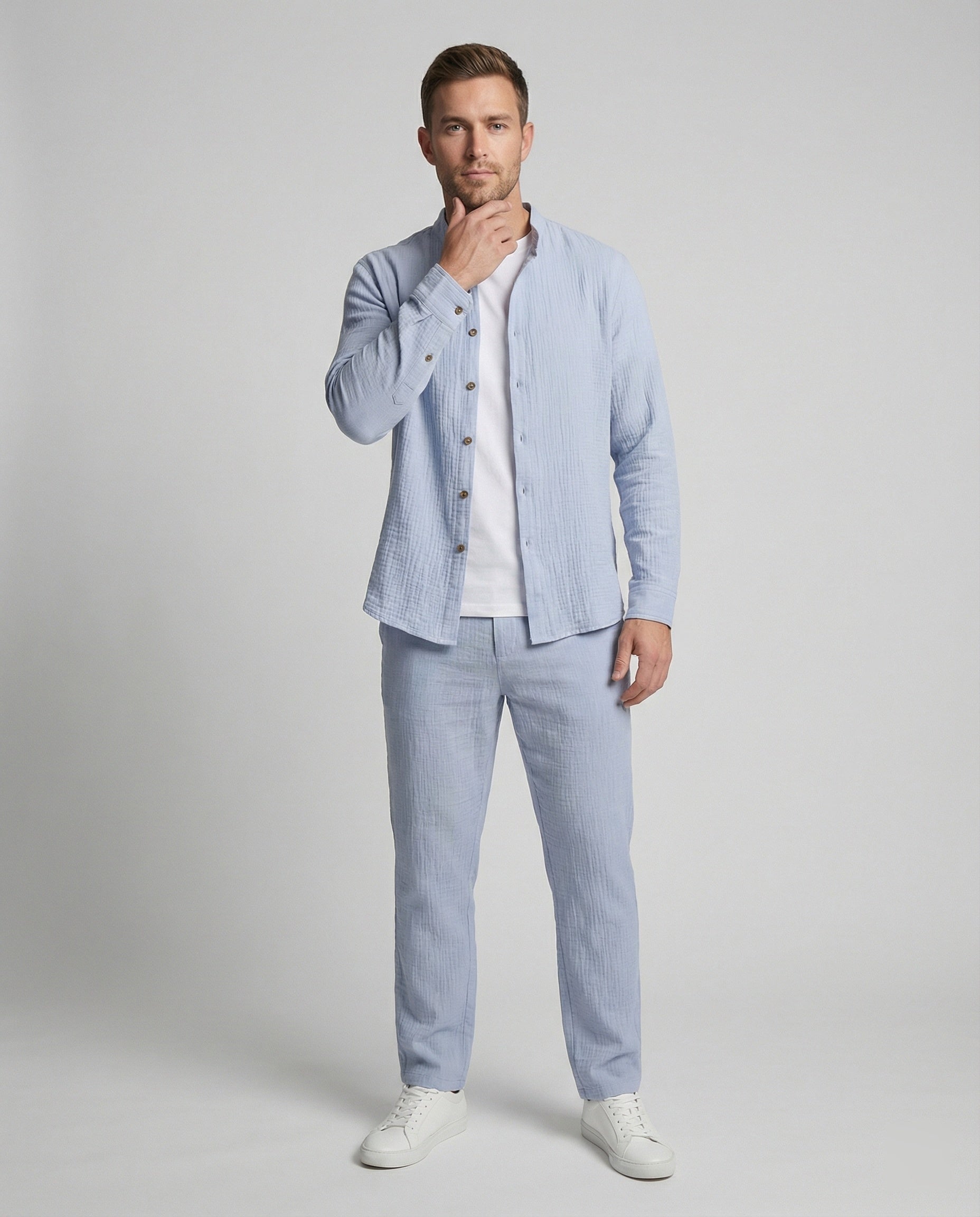 Herren Zweiteiler Leichtes Leinen Beige - Norvielle