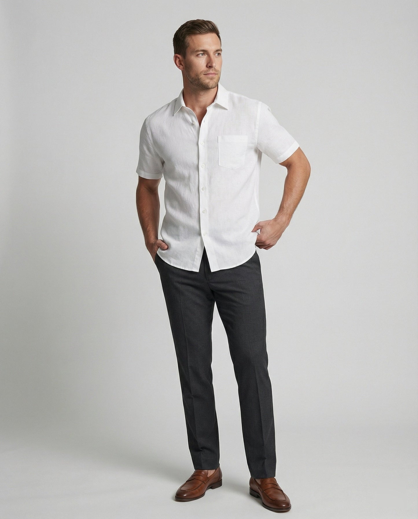 Herren Hawaiihemd Kurzarm Palmenprint