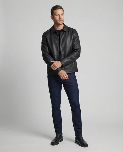 Herren Lederjacke Übergangsjacke Lederoptik