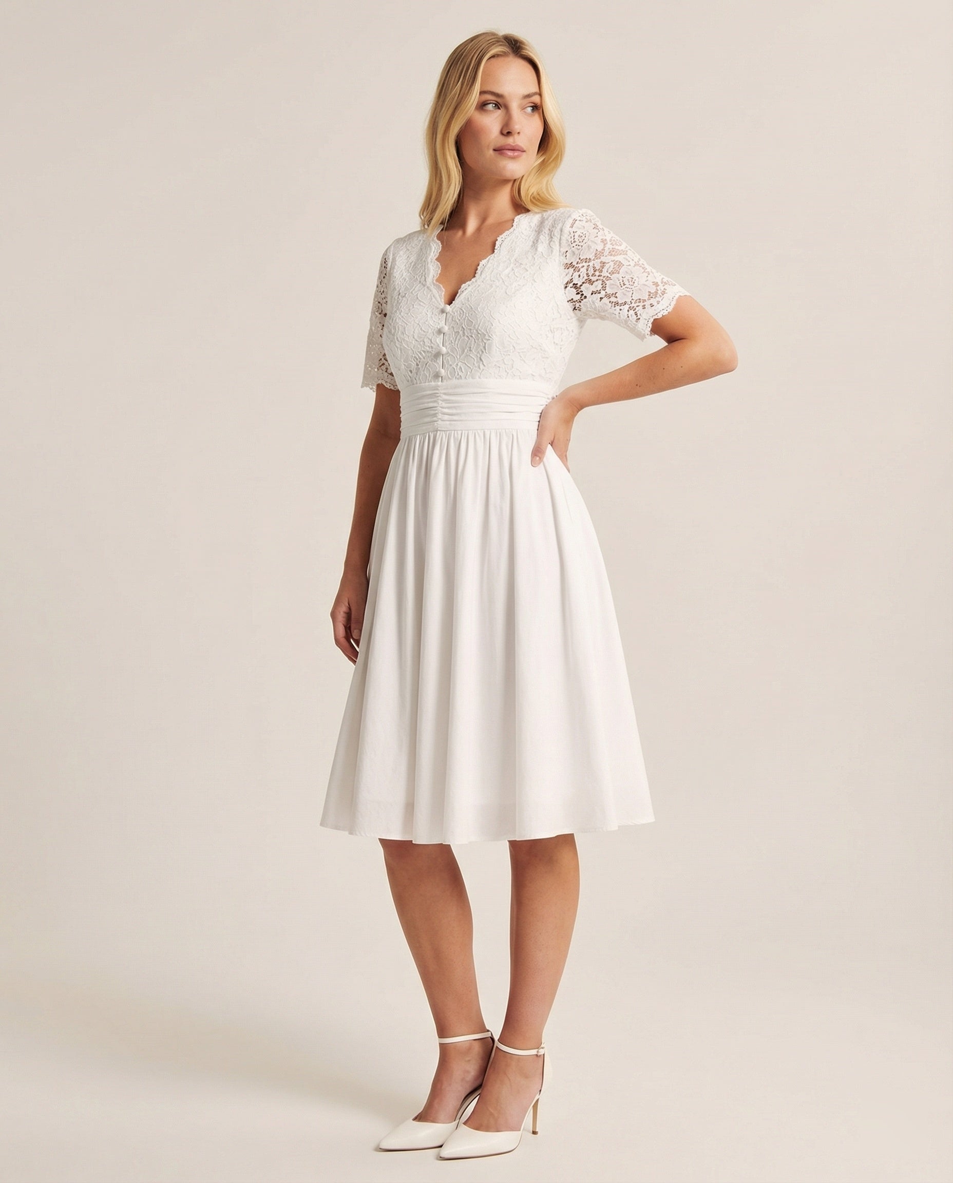 Hochzeitskleid Spitze Romantik Weiße Spitze - Norvielle