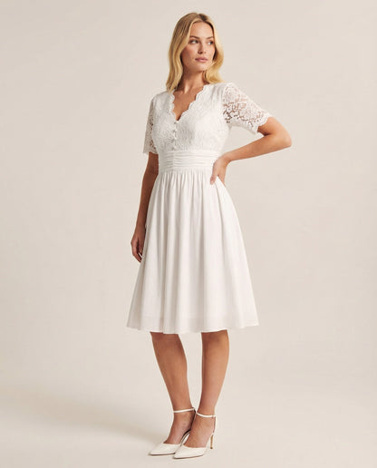 Hochzeitskleid Spitze Romantik Weiße Spitze - Norvielle