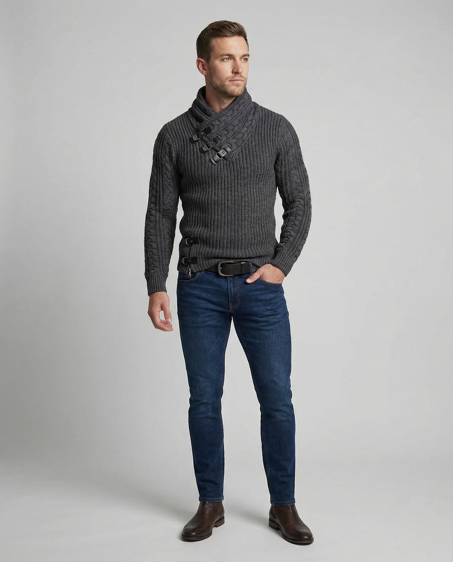 Herren Asymmetrischer Strickpullover