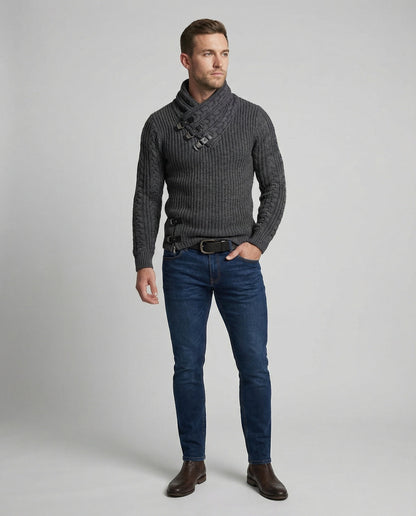 Herren Asymmetrischer Strickpullover