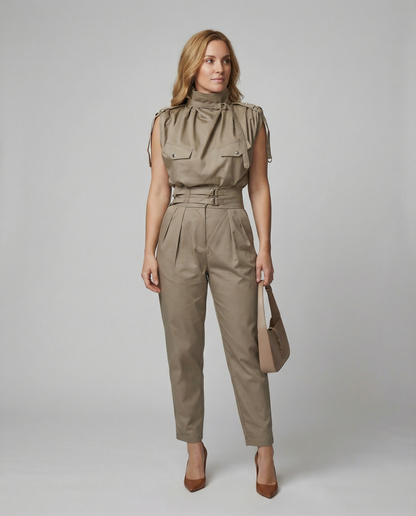 Damen Ärmelloser Jumpsuit Modern Stylisch Schwarz - Norvielle