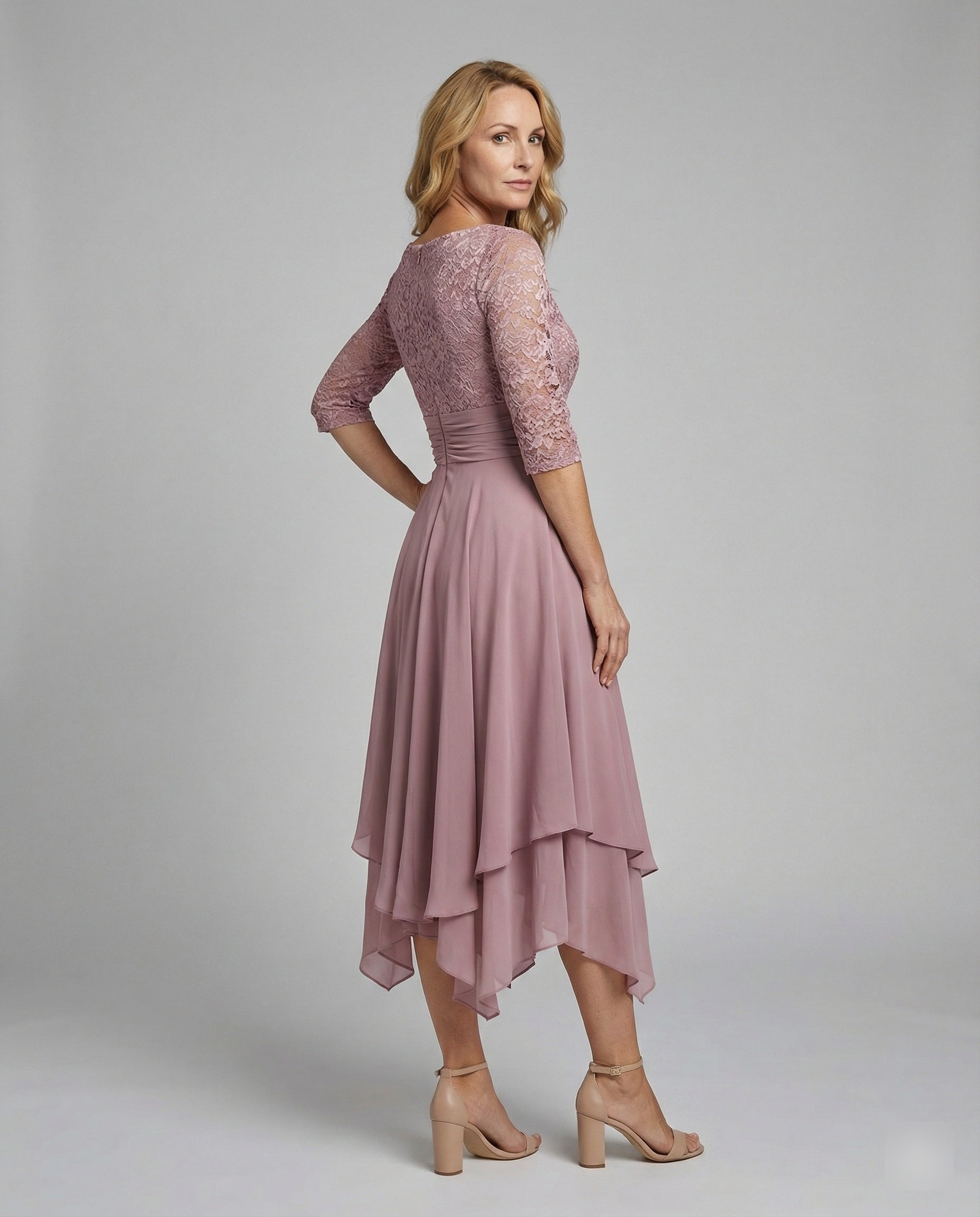 Damen Abendkleid Midi 3/4-Ärmel - Norvielle