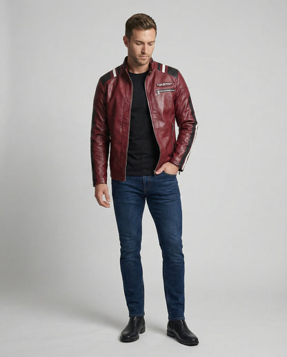 Herren Lederjacke Biker Leder