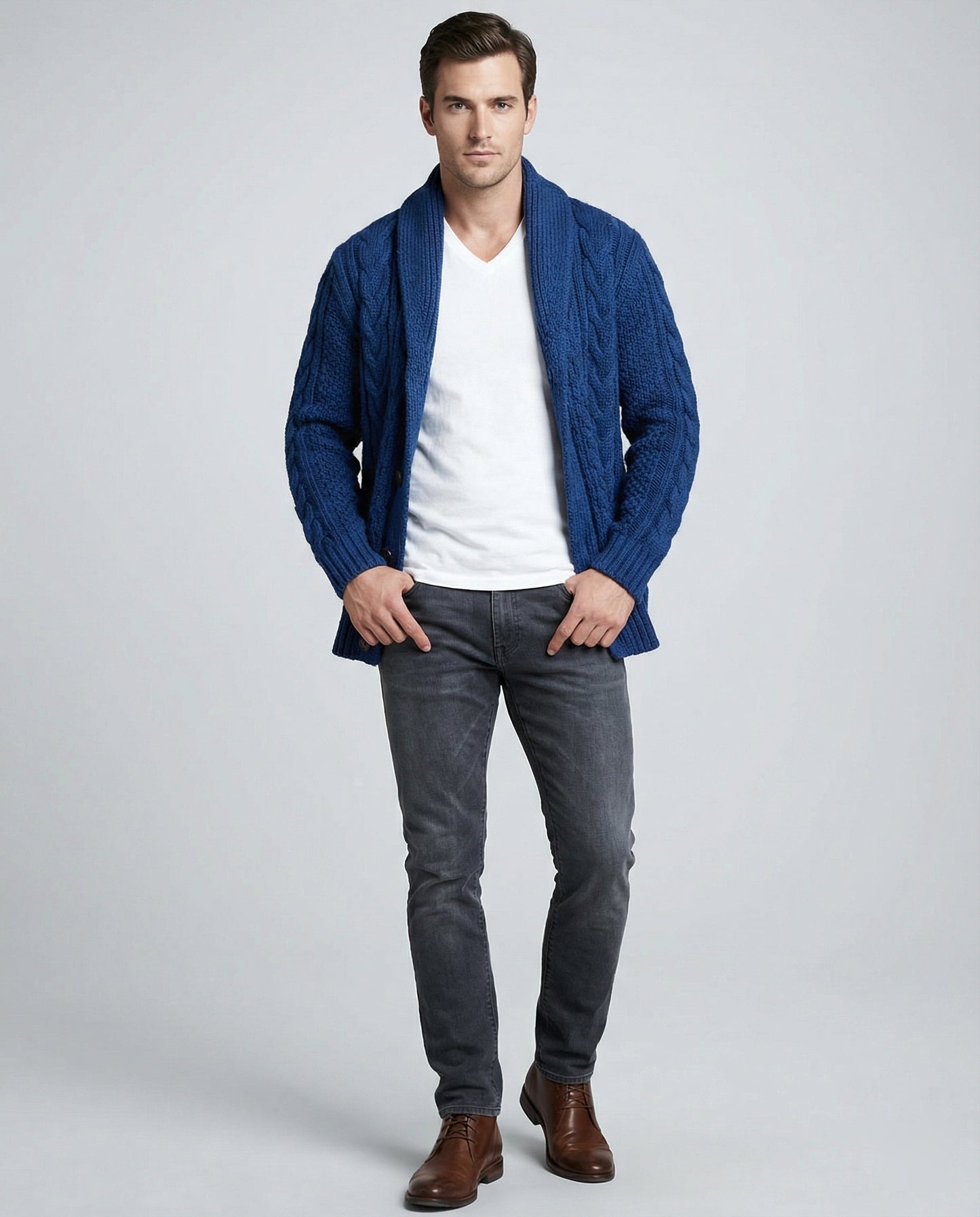Warme Strickjacke Zopfmuster