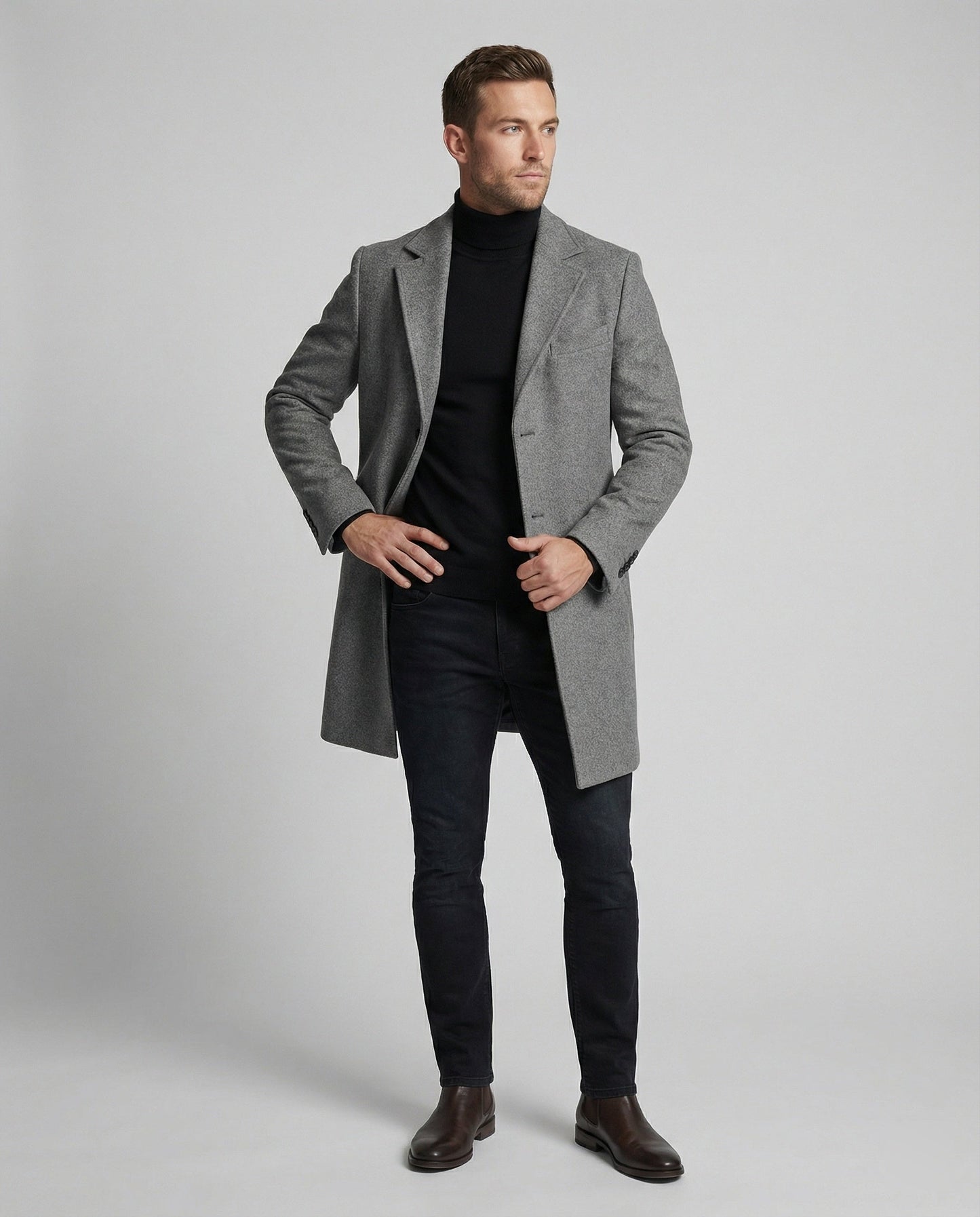 Herren Wintermantel Revers Elegantes Design