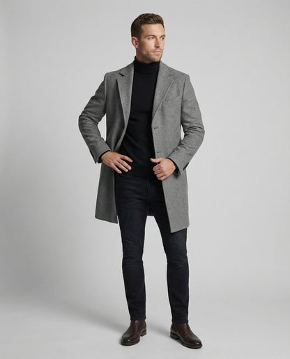 Herren Wintermantel Revers Elegantes Design