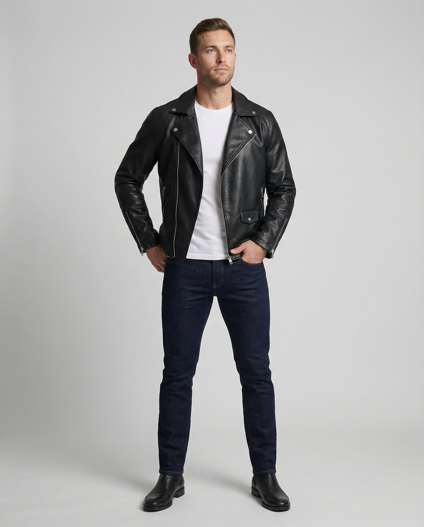 Herren Leder Motorradjacke Nappaleder