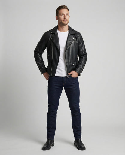 Herren Leder Motorradjacke Nappaleder