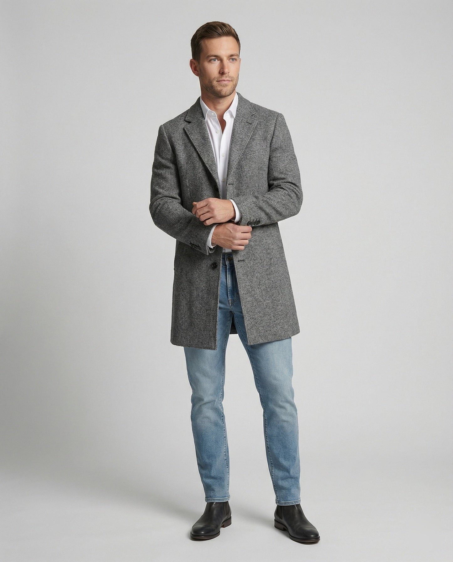 Herren Mantel Elegant Herbst Leder