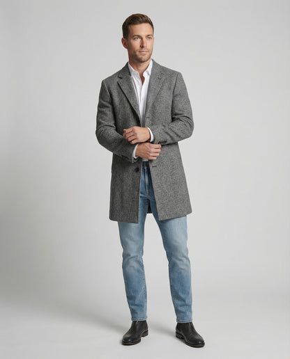 Herren Mantel Elegant Herbst Leder