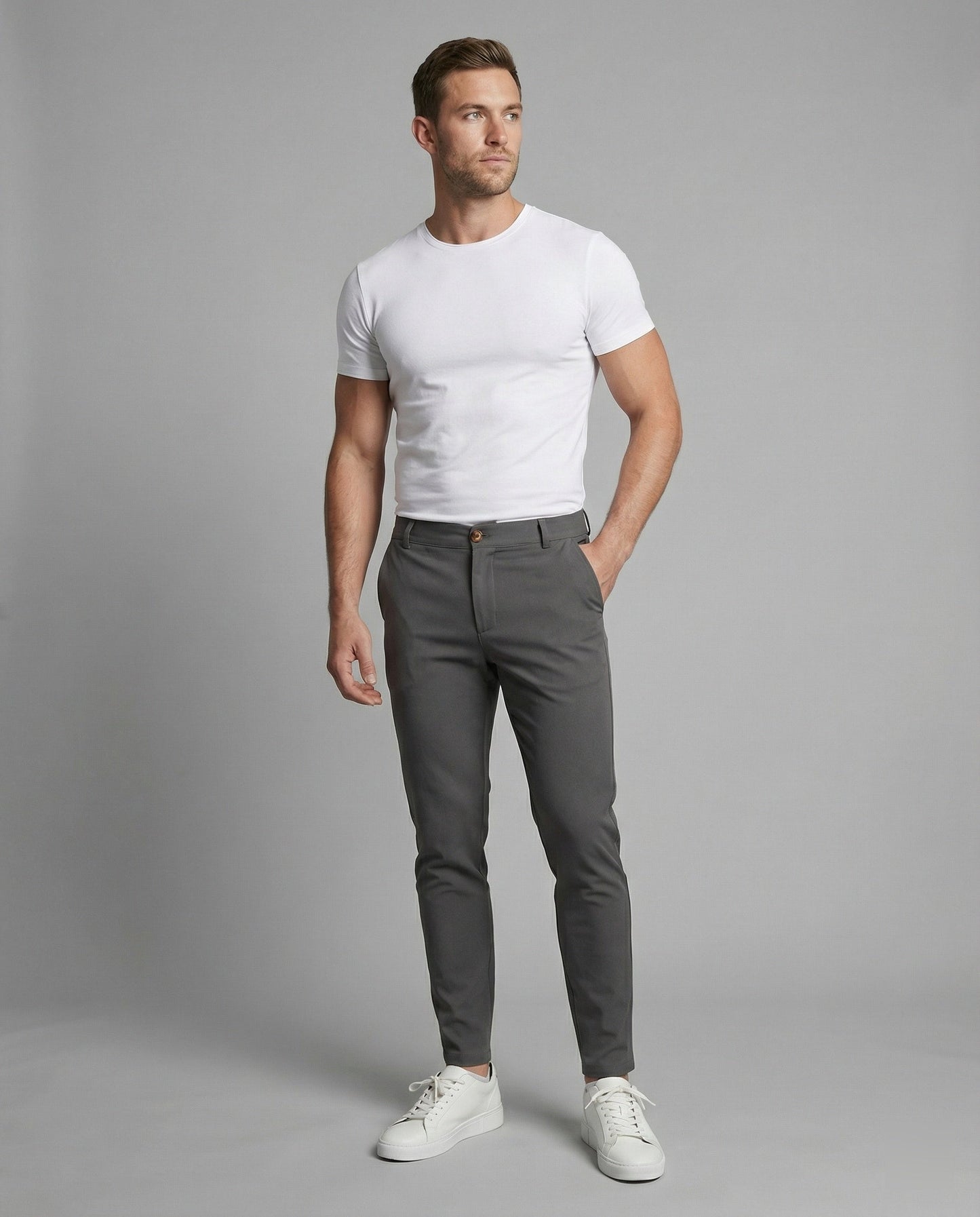 Herren Slim-Fit-Chinohose Elastisch