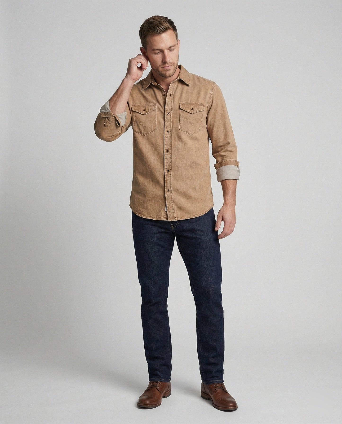 Herren Jeanshemd mit Brusttaschen Baumwolle