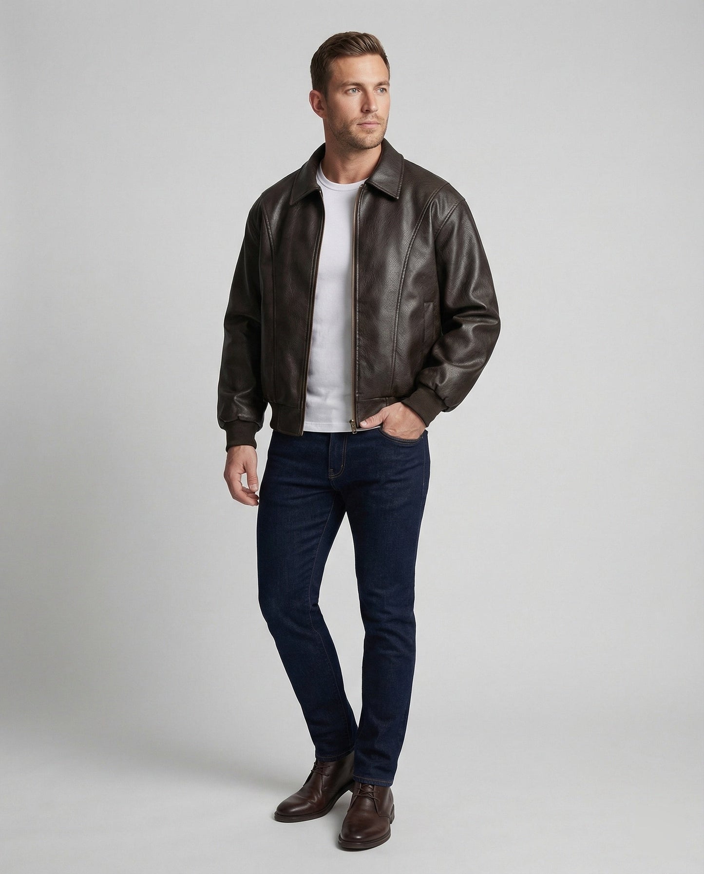 Herren Leder Bomberjacke