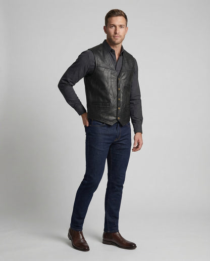 Herren Lederweste Biker Stil