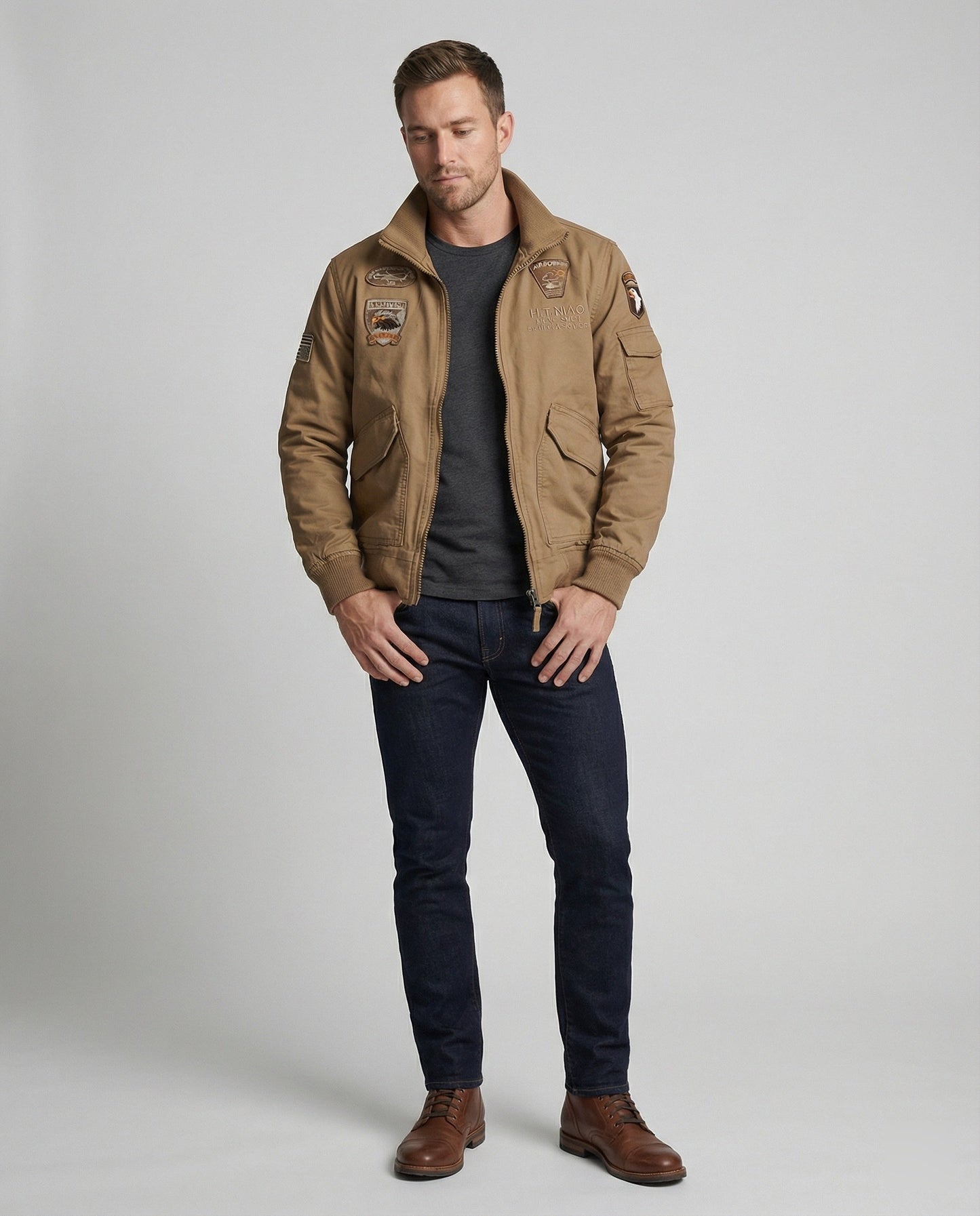 Herren Bomberjacke Militärstyle Nylon