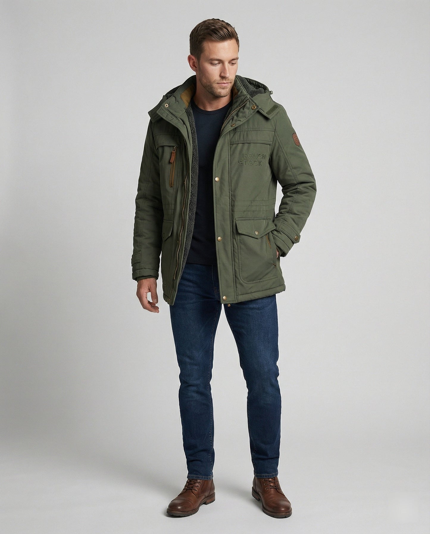 Herren Gepolsterte Lederjacke