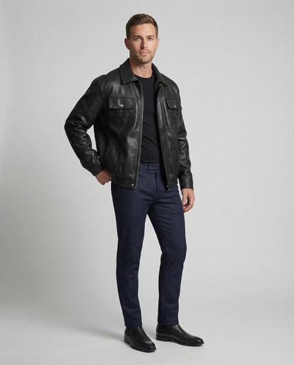 Herren Kunstleder Hemdjacke