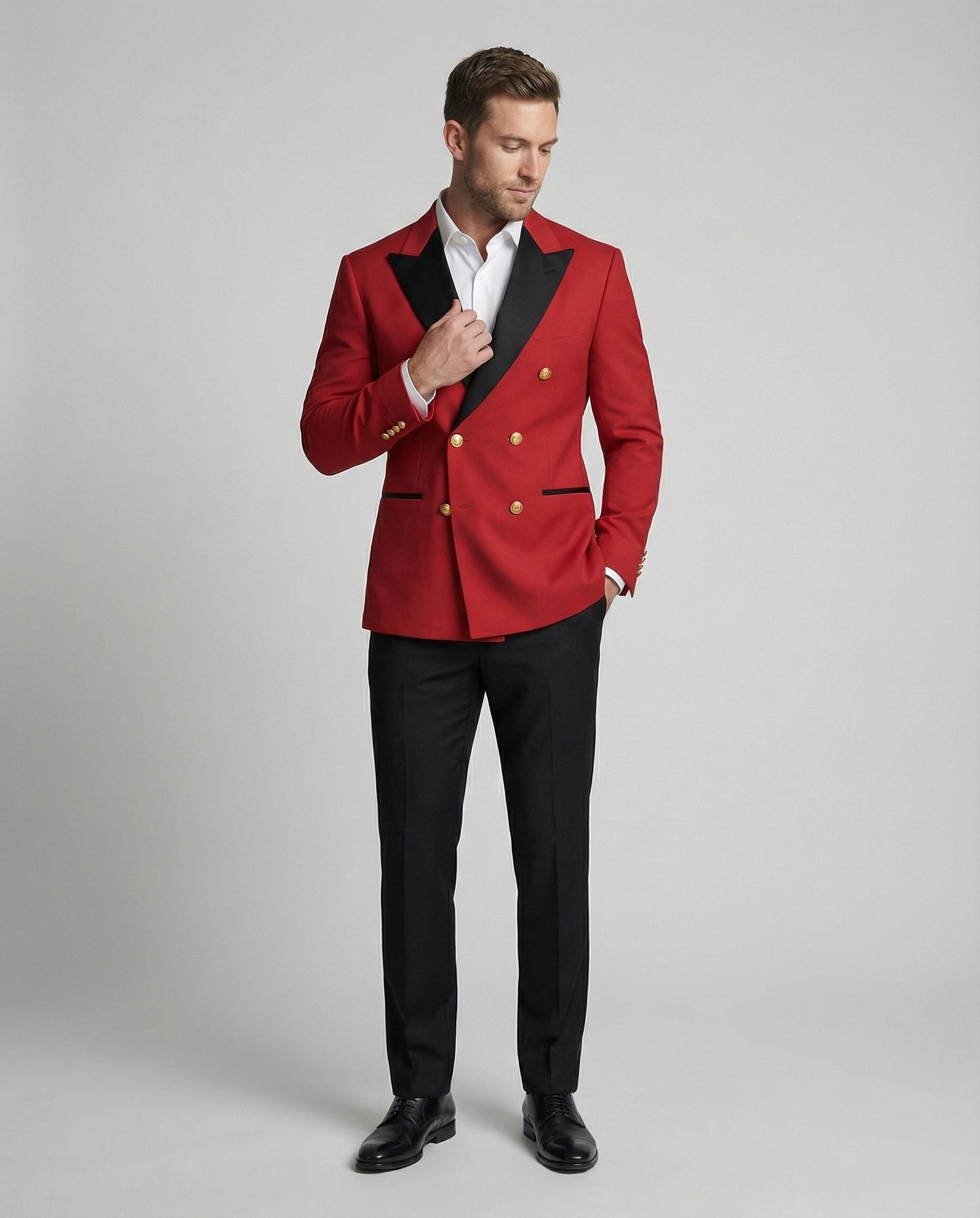 Herren Doppelreiher Blazer aus Wolle mit goldenen Knöpfen
