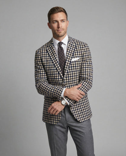 Herren Karierter Blazer Sportlich Eleganter Blazer