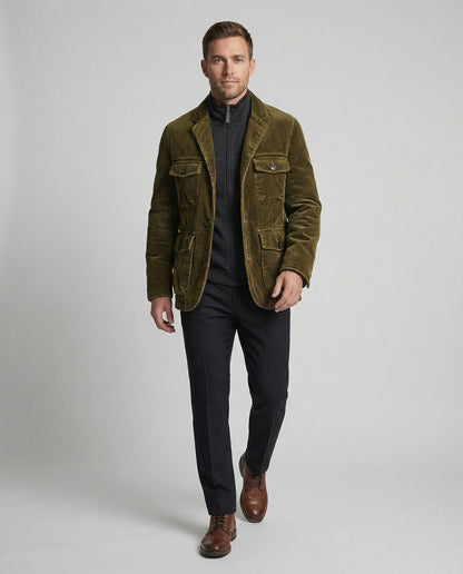 Herren Cordjacke Multifunktionale Taschen Moderner Schnitt
