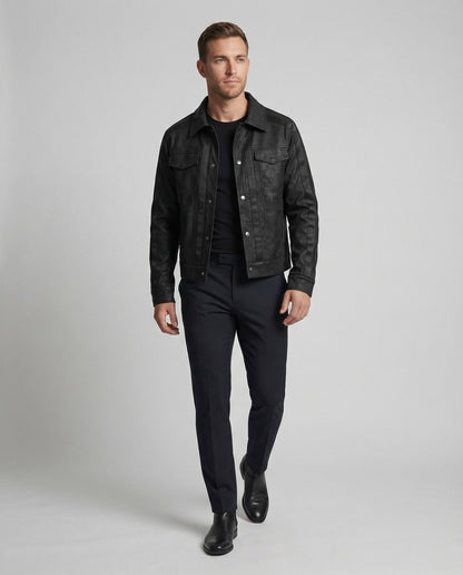 Herren Lederjacke Biker Kurzleder