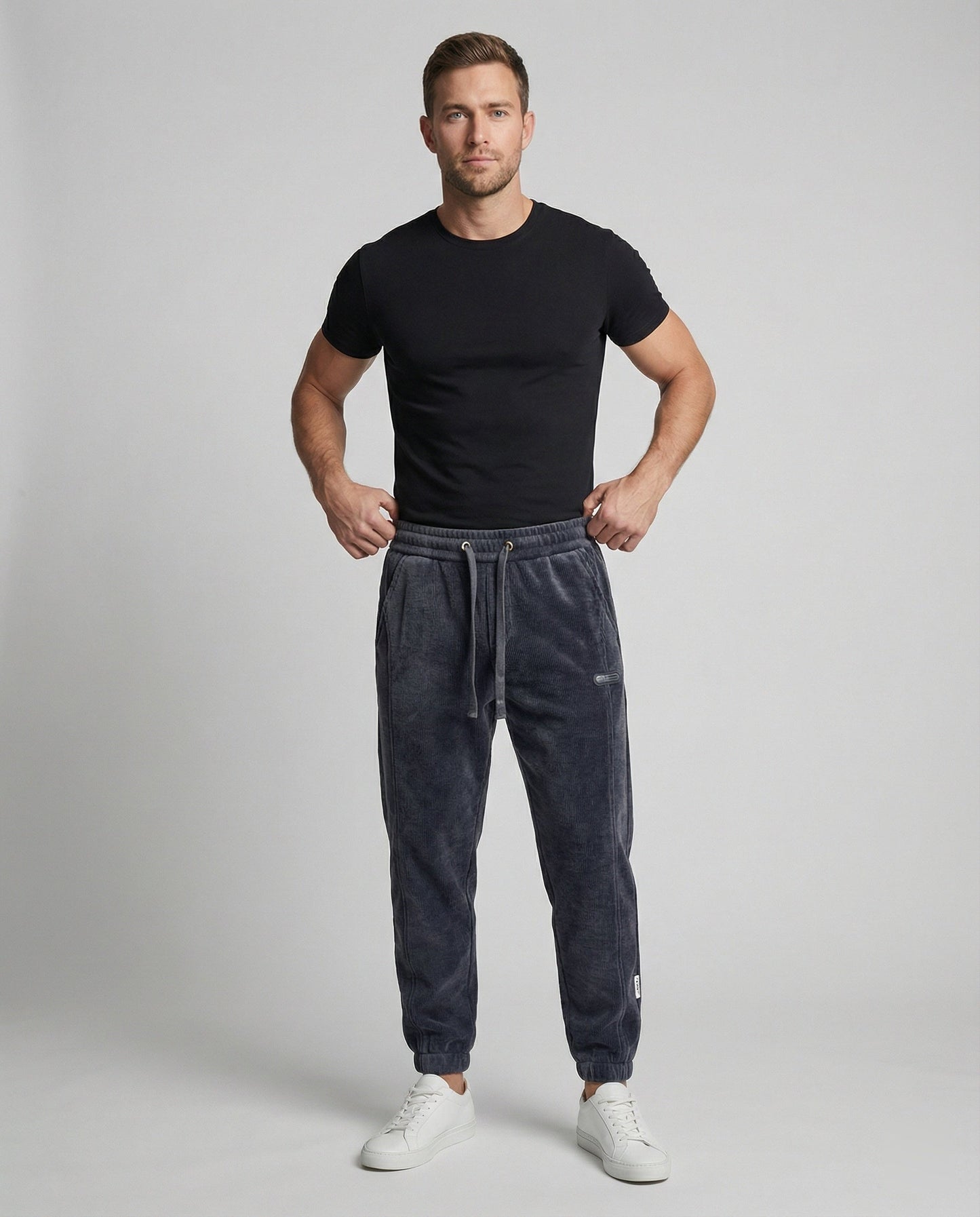 Herren Jogginghose Gerippt Slim Fit