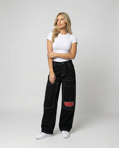 Herren Baggy Jeans Denim Weite Passform Lässig Blau - Norvielle