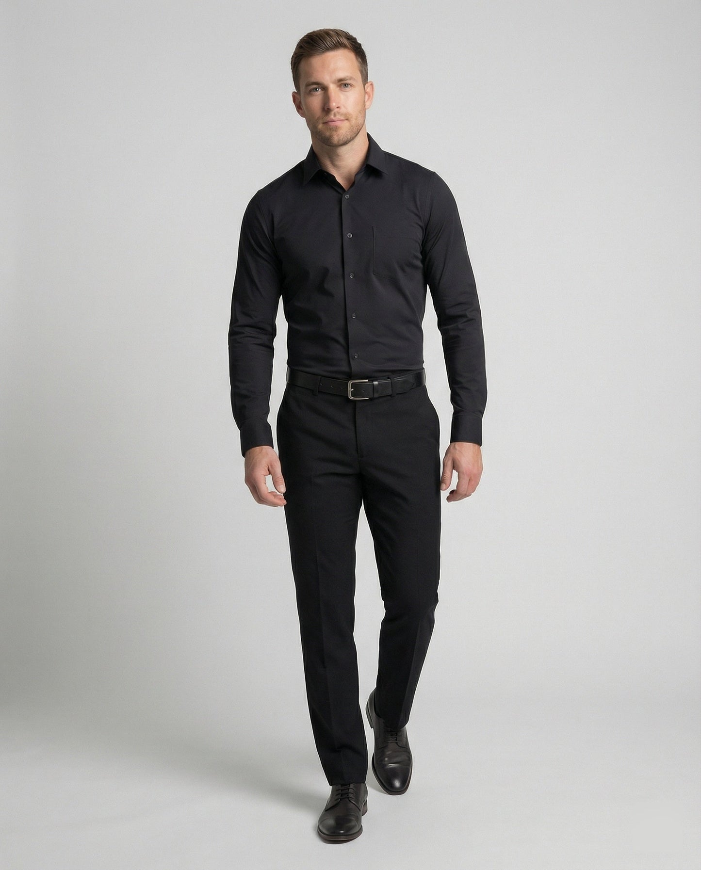 Herren Business Stretch Hemd Elastisch Weiß