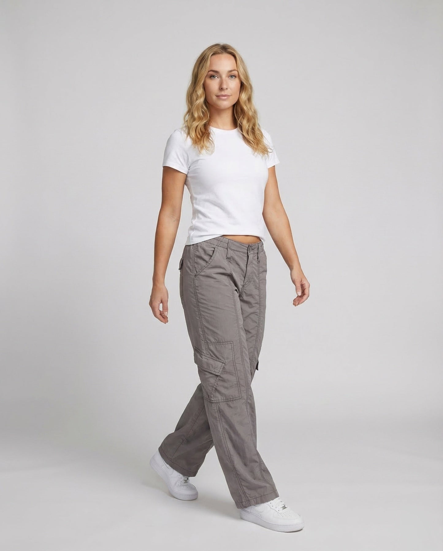 Damen Cargohose Tiefes Bein Ziernähte