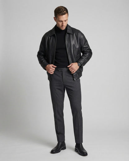 Herren Lederjacke Minimalistisches Design