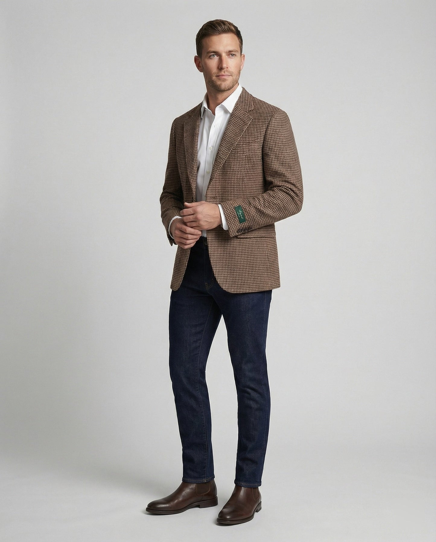 Herren Slimfit Sakko Hahnentritt