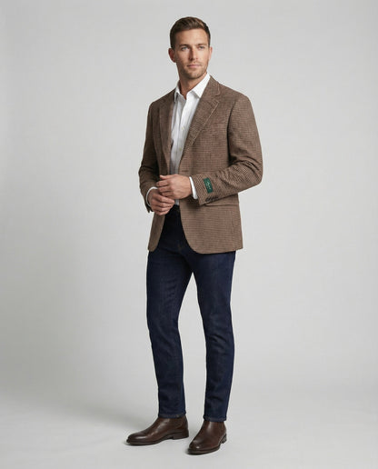 Herren Slimfit Sakko Hahnentritt