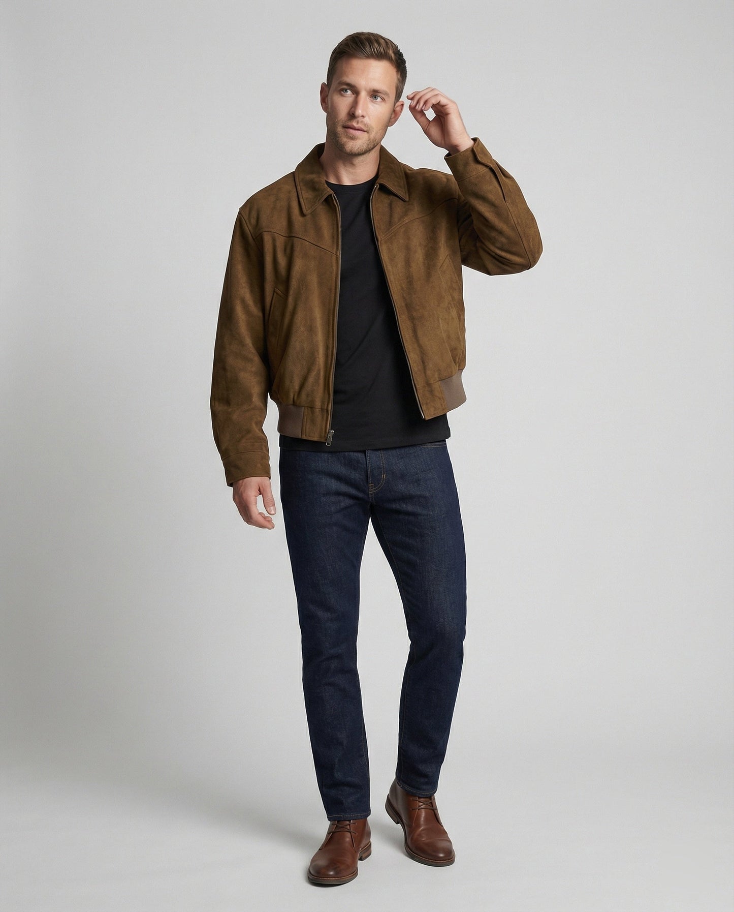 Herren Bomberjacke aus Veloursleder