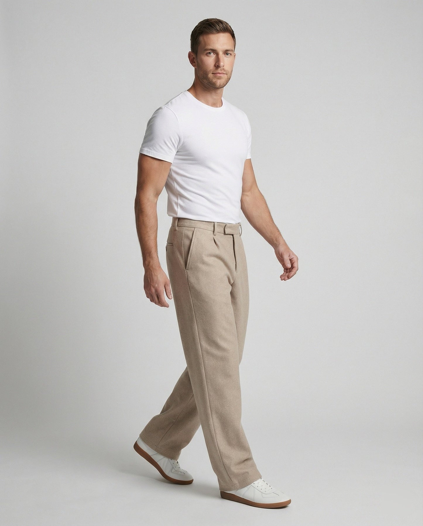 Herren Stoffhose Gerade Weit Bein